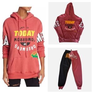 Dreamers Today Hoodie Jogger Set Graphic Loungewear Red Black Women's Y2K Retro